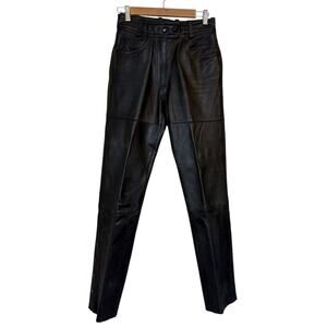 Black Straight Leg Leather Pants